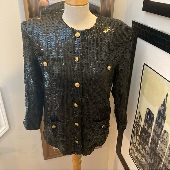 Vintage 80-90s Janette black sequins jacket made for St. Martin Sport - Picture 8 of 11